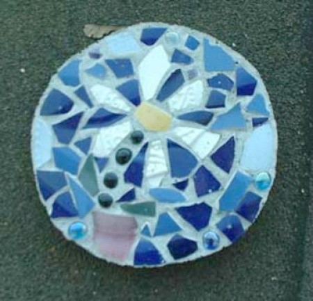 Mosaic blue stepping stone.