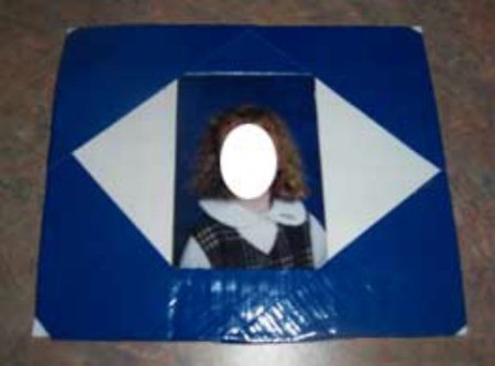 Blue tape covered frame.