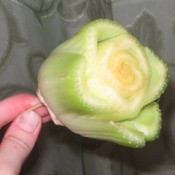 A cut end of celery to make a rose stamp.