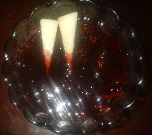 Vampire teeth halloween appetizer.