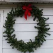 Wreath hanging on house.