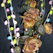Mini lites in floral arrangement.