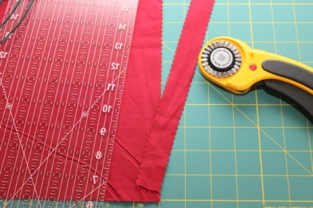 cutting the fabric strips
