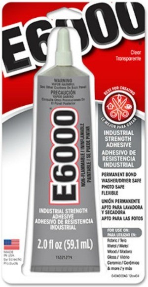 E6000 glue, commonly used for gluing glass.