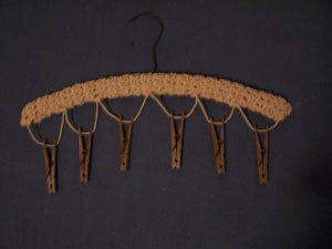 Hanger with clothes pins.