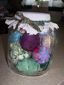 Filled jar.