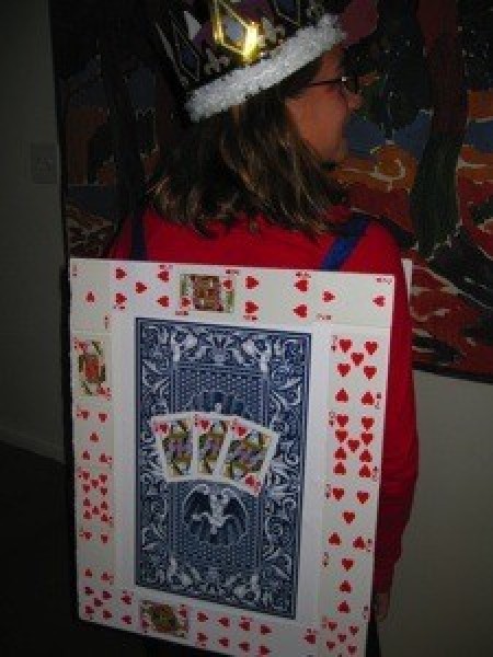 A Queen of Hearts playing card costume.