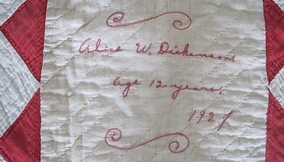 Signature of quilt maker.