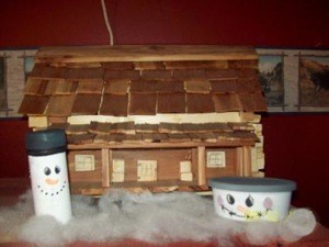 Recycled Snowman Candy Containers - added to Christmas decorations