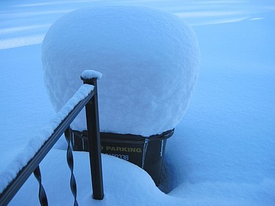 Snow off the back porch.