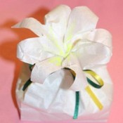 A paper bag turned into a Easter lily.