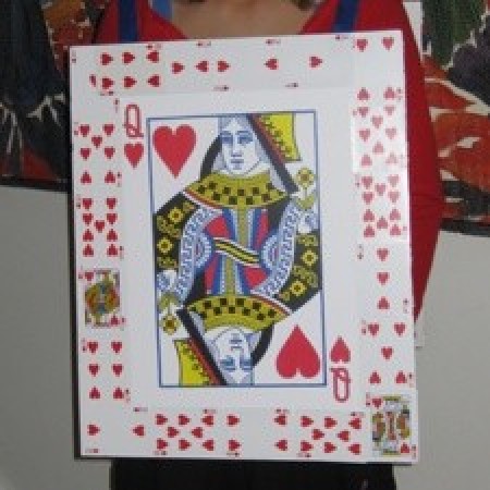 A Queen of Hearts playing card costume.