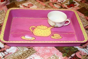 tea pot motif tray