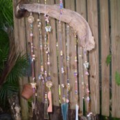 Closeup of beaded wind chime.