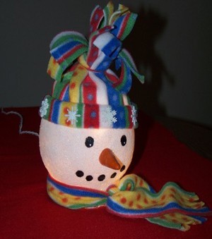 side view of ivy bowl snowman showing the nose in profile