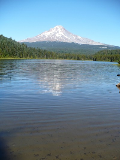 Lake with Mt. Hood in background.