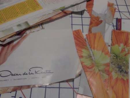 Cutting strips.