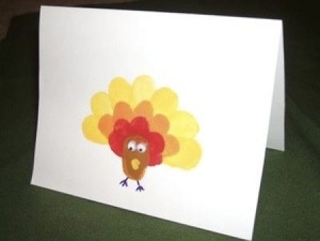 note card with thumbprint turkey