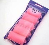 Package of pink foam hair curlers.