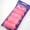 Package of pink foam hair curlers.
