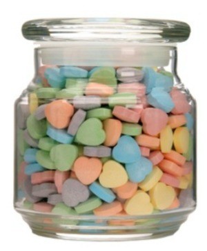 conversation hearts in jar