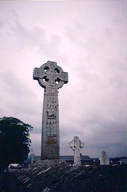 A cross in a graveyard in Ireland.