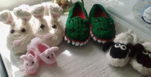 Crochet slippers.