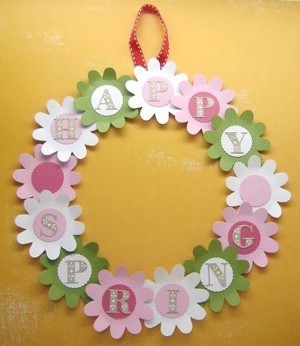 Pastel paper spring wreath.