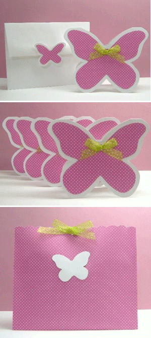 Mauve butterfly note cards.