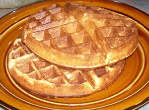 Round waffles on plate