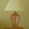 A clear glass lamp.