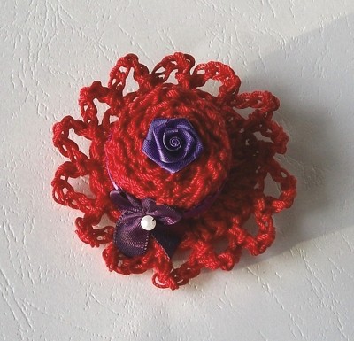 crochet red hat pin