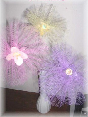 Tulle Button Spring Flowers