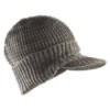 Grey knit hat with brim.