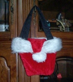 Purse hanging on door.