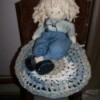 Crochet rag seat cover.