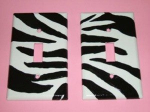 Switch plate covers  in a zebra print.