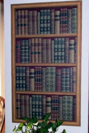 Wall decor, wallpaper bookcase.