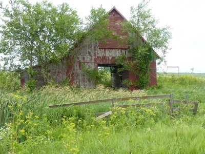 A rustic wooden barn in Iowa.