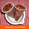 banana cocoa mush in plastic container