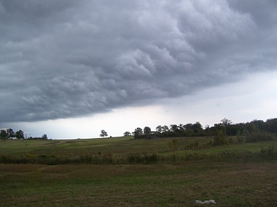 Grey clouds in upper left of photo.