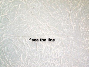 View of the line at edge of tissue paper.
