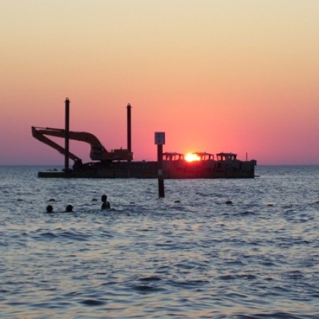 Sunset over the ocean in Virginia Beach, VA.