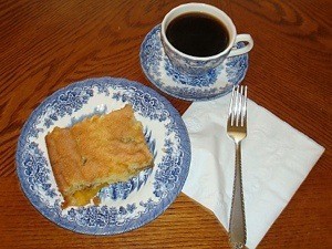 Peach Coffee Cake on plate