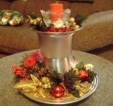 Candle holder centerpiece for the holidays.