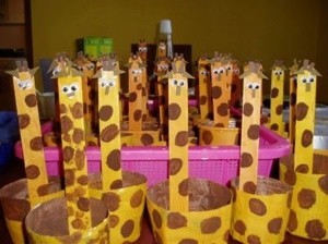 Finished giraffe treat cups.