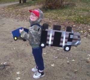 boy dressed as a truck