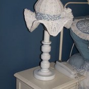 white ruffly basket lamp shade