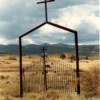An old cemetery gate.