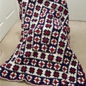 red, white, and blue afghan